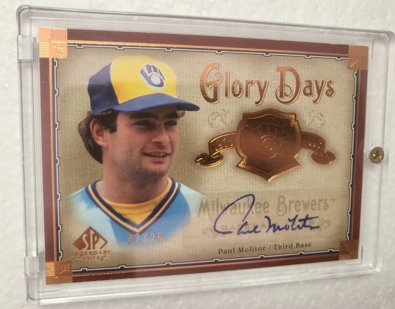2005 SP LEGENDARY CUTS PAUL MOLITOR BREWERS GLORY DAYS SIGNED AUTO CARD /25