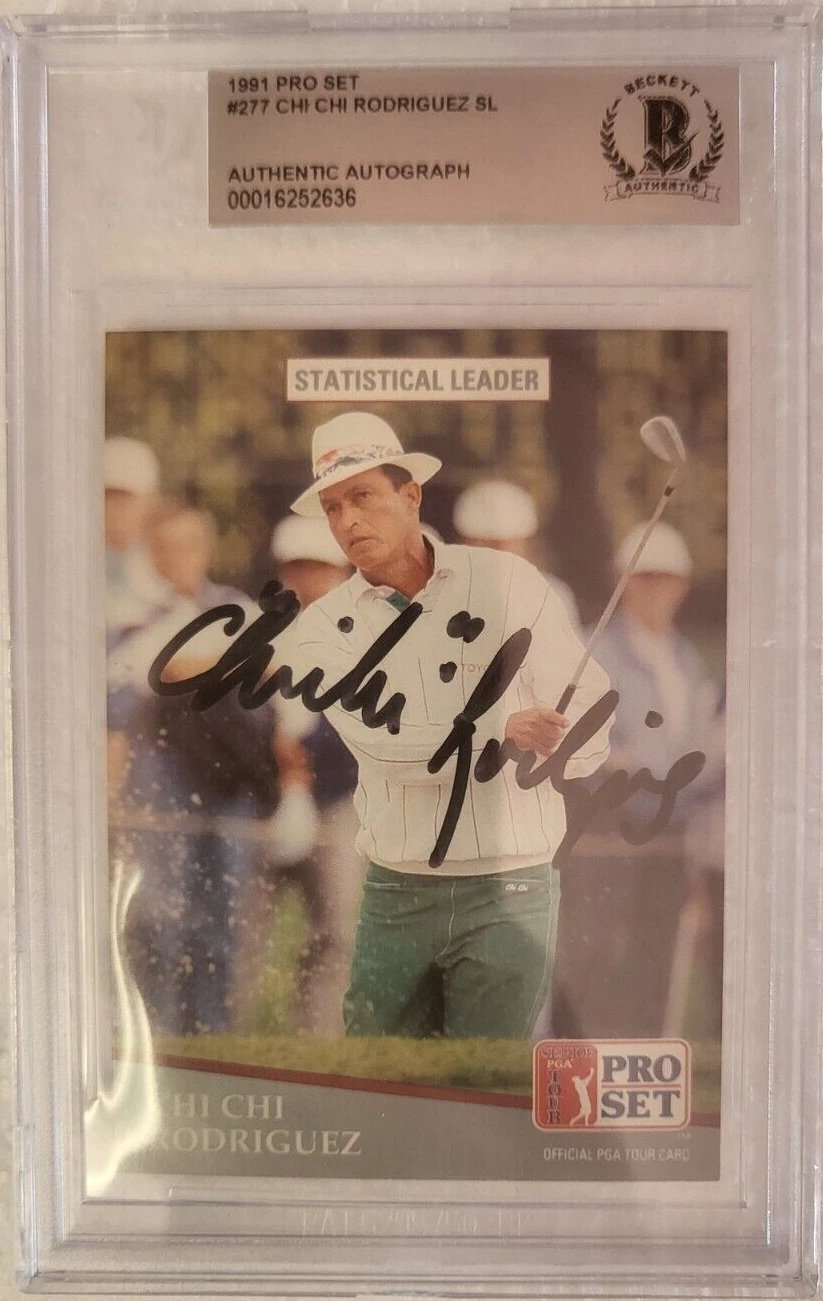 1991 PRO SET CHI CHI RODRIGUEZ PGA GOLF LEGEND AUTO SIGNED CARD #277 BECKETT