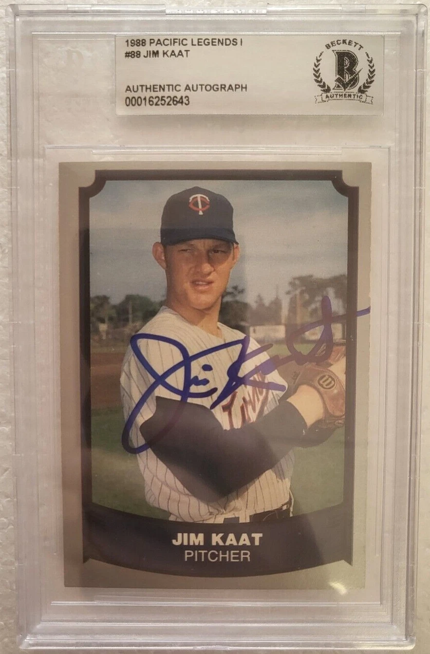 1988 PACIFIC LEGENDS JIM KAAT MINNESOTA TWINS AUTO SIGNED CARD #88 BECKETT