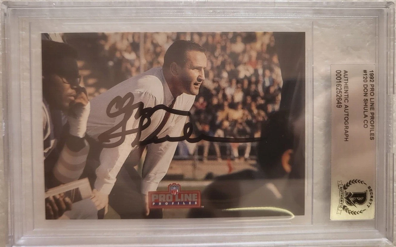 1992 PRO LINE DON SHULA MIAMI DOLPHINS SIGNED AUTOGRAPHED #120 CARD BECKETT