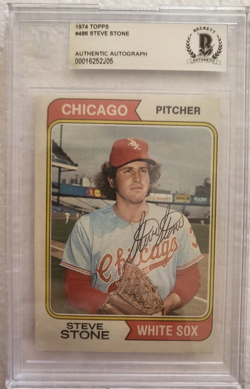 1974 TOPPS STEVE STONE CHICAGO WHITE SOX SIGNED AUTOGRAPHED #486 CARD BECKETT