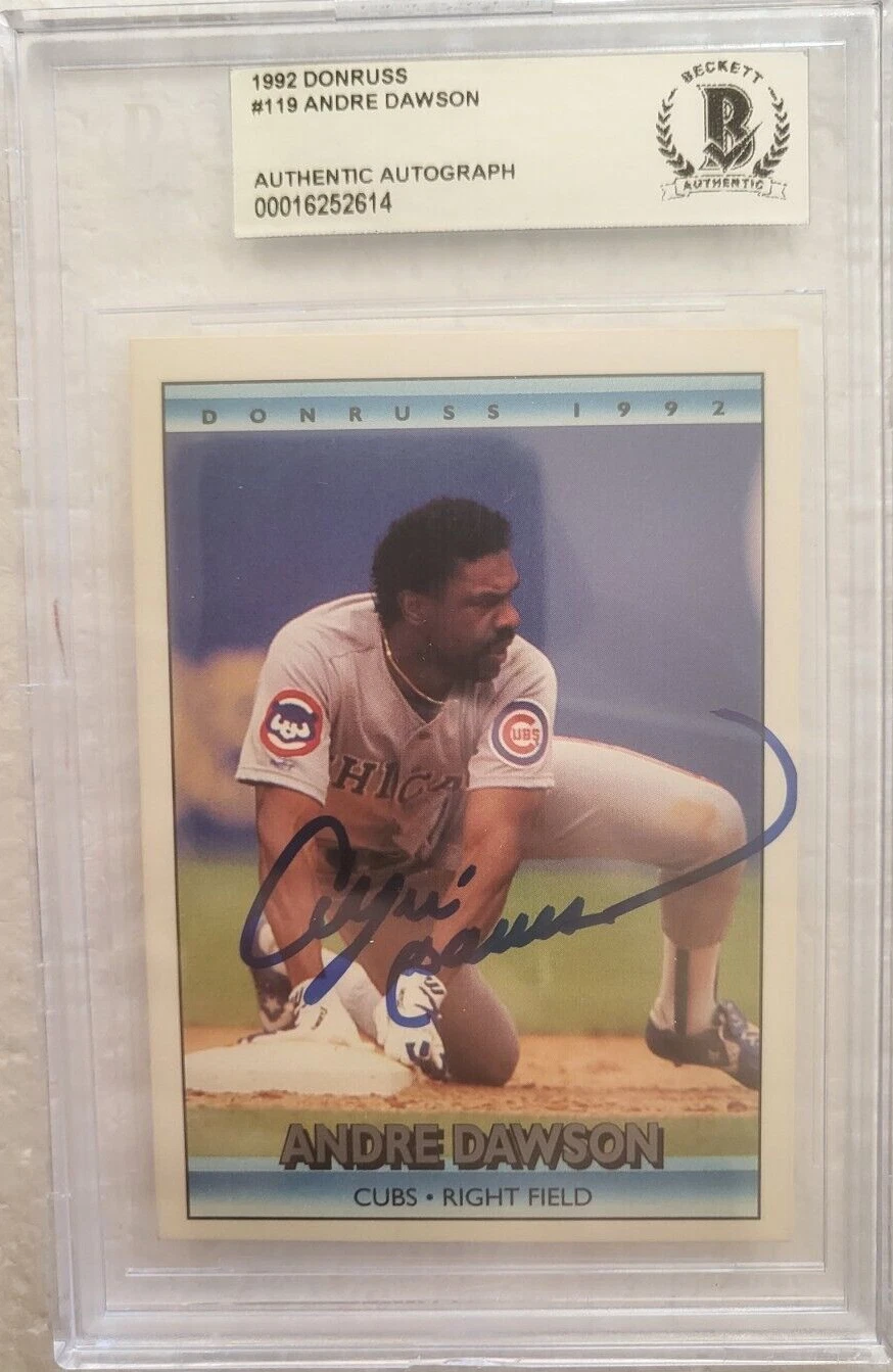 1992 DONRUSS ANDRE DAWSON CHICAGO CUBS SIGNED AUTOGRAPH AUTO #119 CARD BECKETT