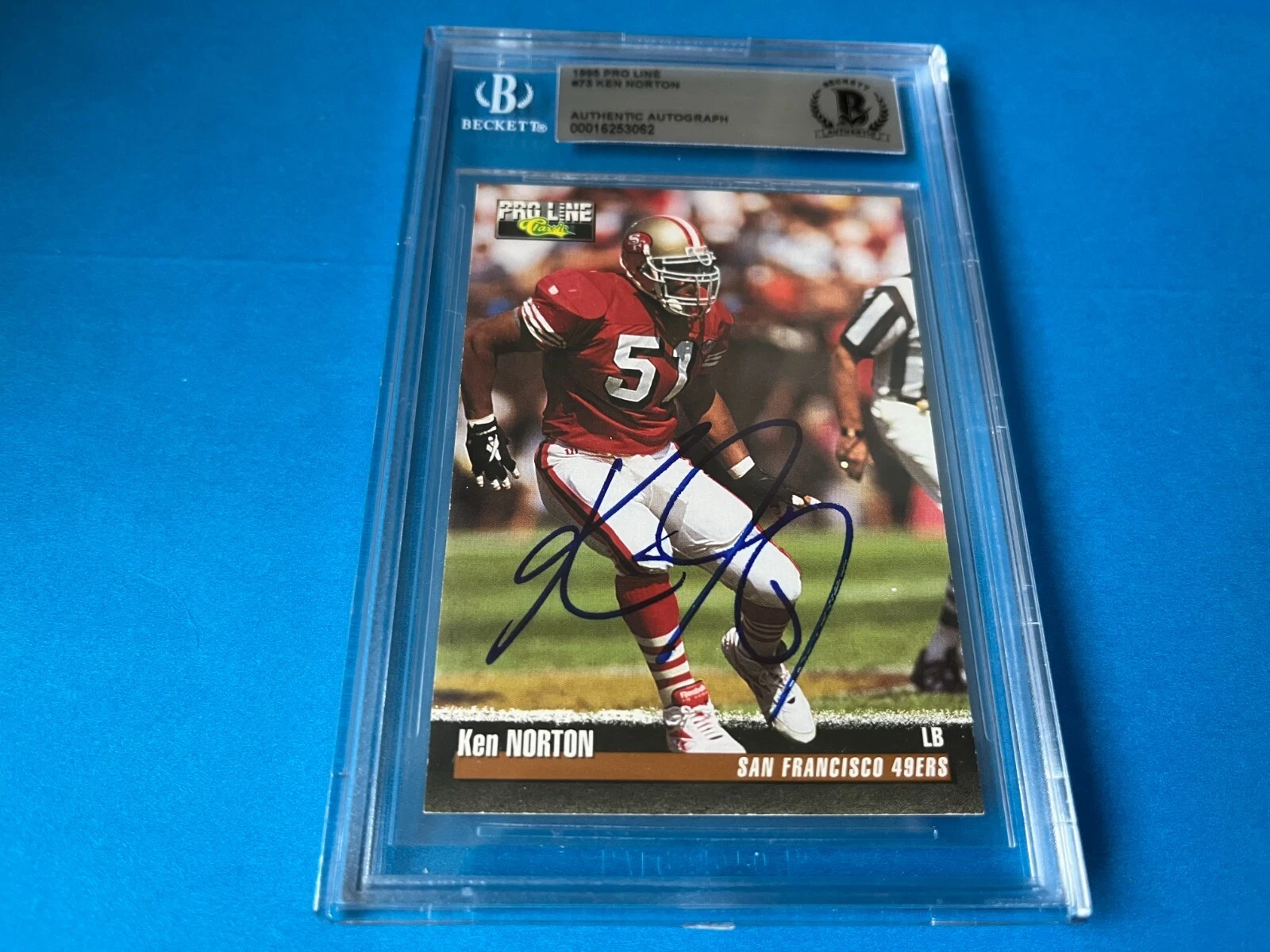 Ken Norton 49ers Super Bowl 1995 Pro Line Card Signed Auto Beckett BAS Slabbed
