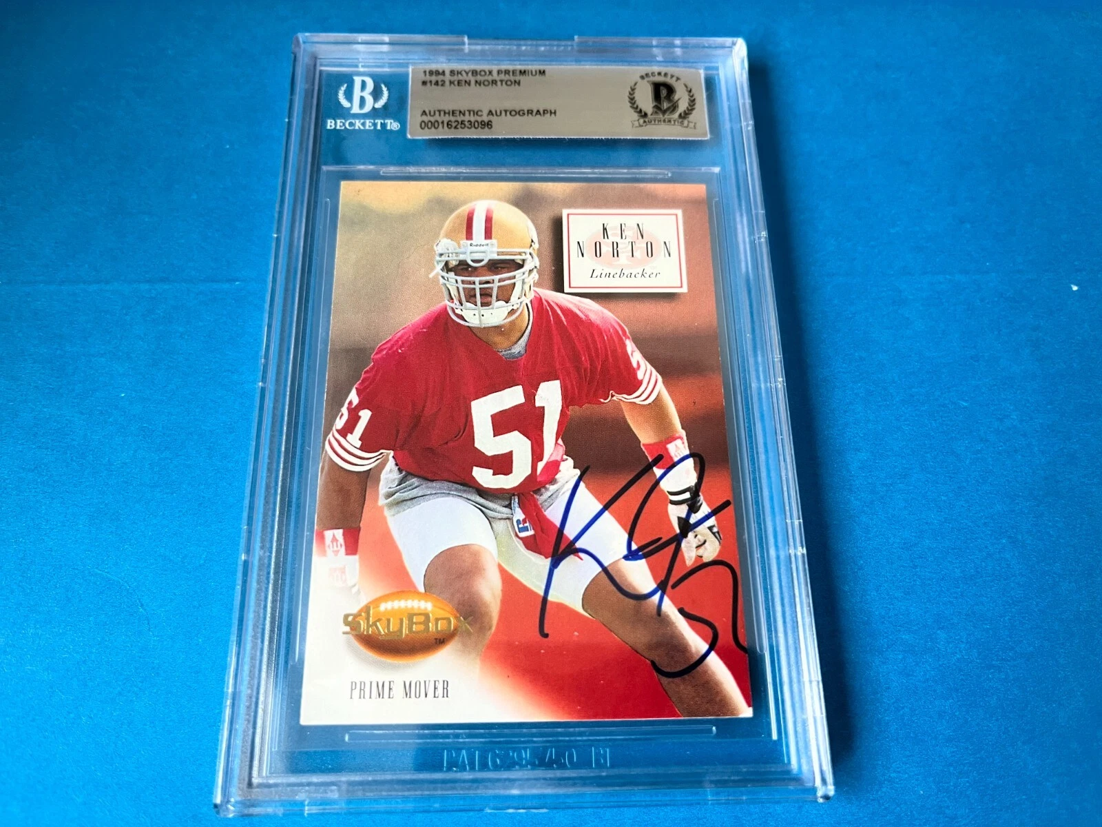 Ken Norton 49ers SB 1994 Skybox Premium Card Signed Auto Beckett BAS Slabbed