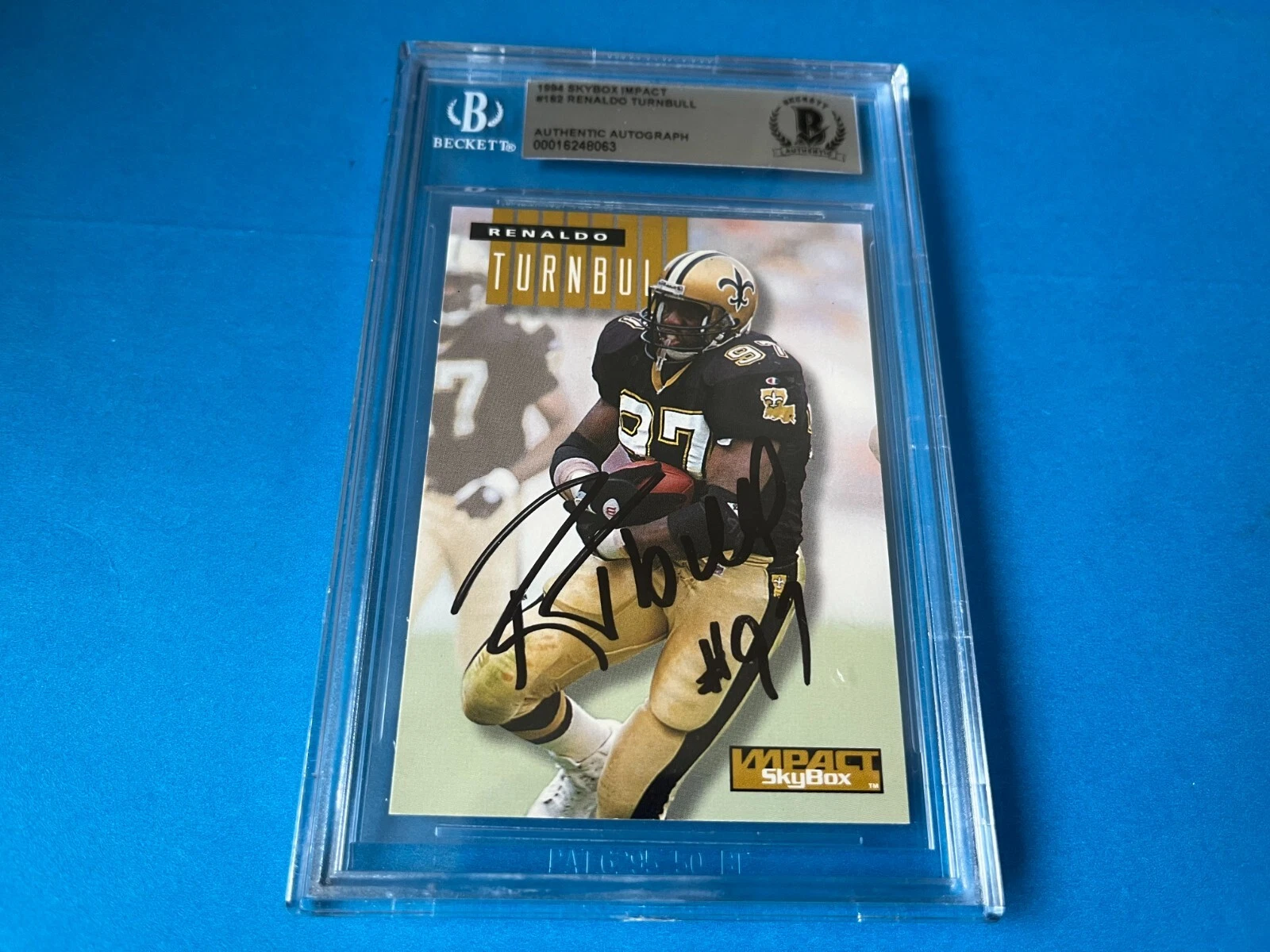 Renaldo Turnbull Saints 1994 Skybox Impact Card Signed Auto Beckett BAS Slabbed