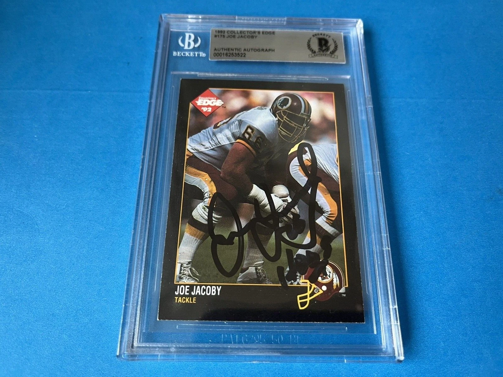 Joe Jacoby Redskins HOF SB 1992 Collector's Card Signed Auto Beckett BAS Slabbed