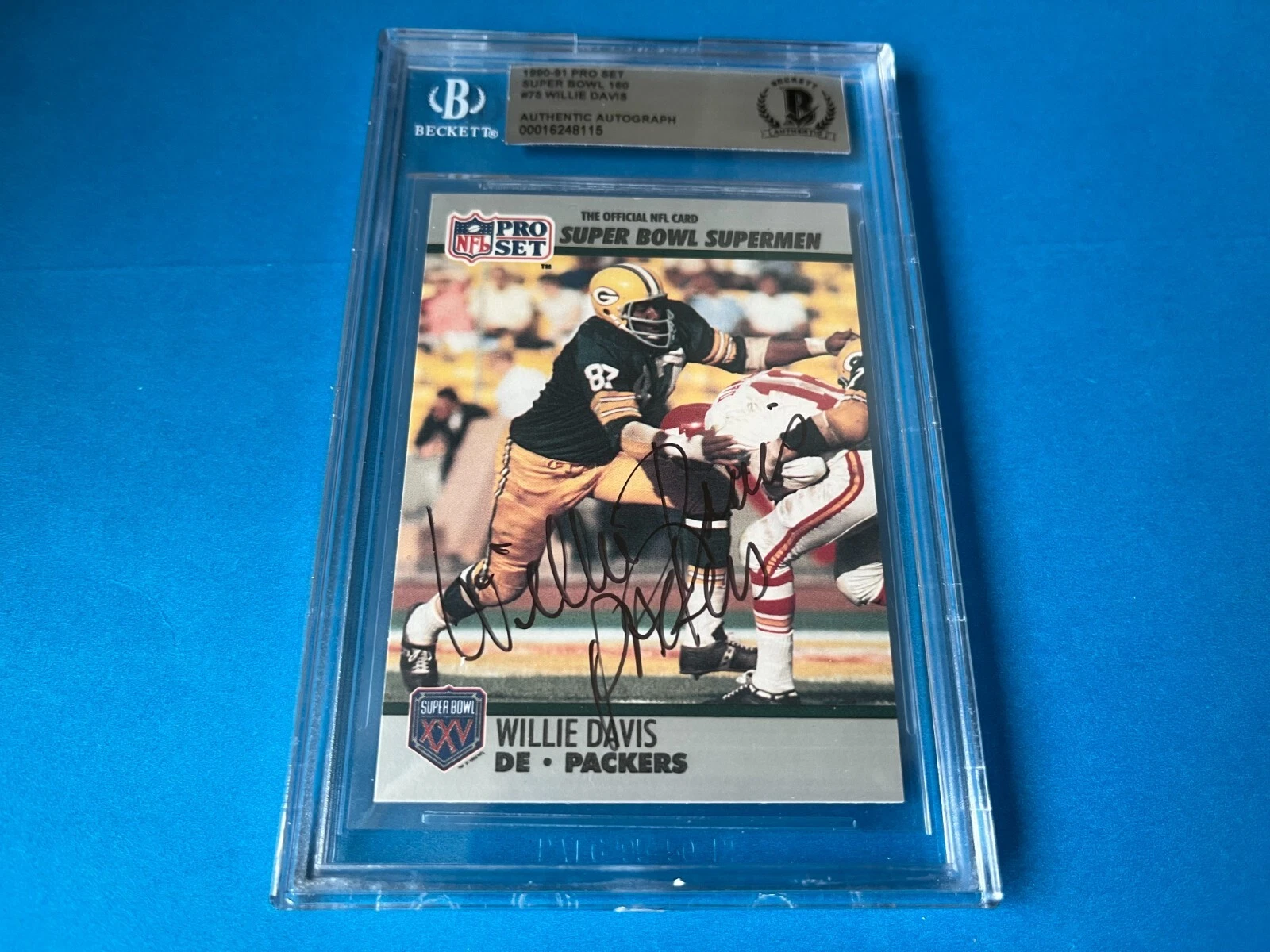 WILLIE DAVIS PACKERS SB 1990 PRO SET CARD SIGNED AUTO BECKETT BAS SLABBED COLLECTIBLE MEMORABILIA