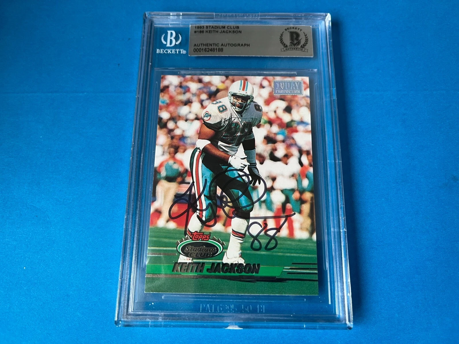 Keith Jackson 1993 Stadium Club 1st Day P. Card Signed Auto Beckett BAS Slabbed