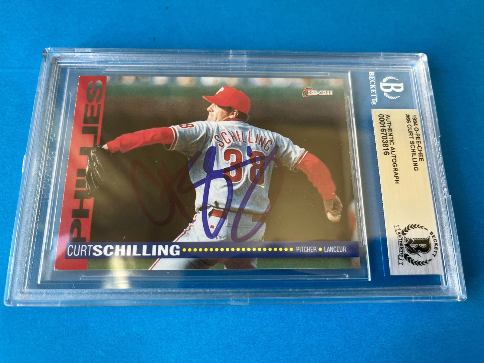 Curt Schilling Phillies 1994 O-Pee-Chee Card Signed Auto Beckett BAS COA