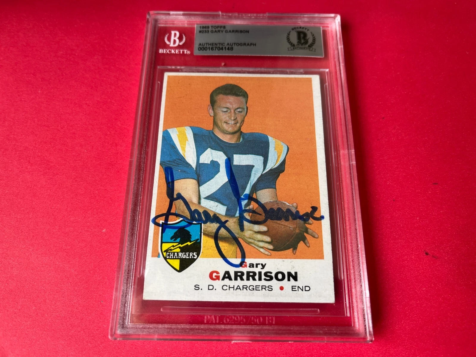 Gary Garrison Chargers 1969 Topps Card Signed Auto Beckett BAS Slabbed