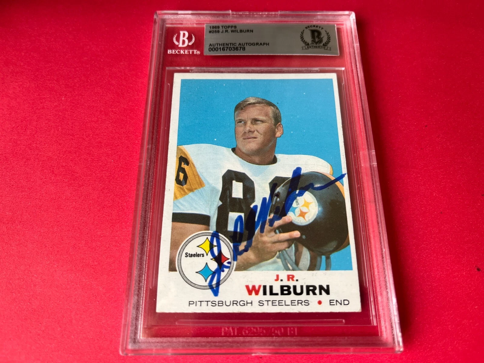 J.R. Wilburn Steelers 1969 Topps Card Signed Auto Beckett BAS Slabbed