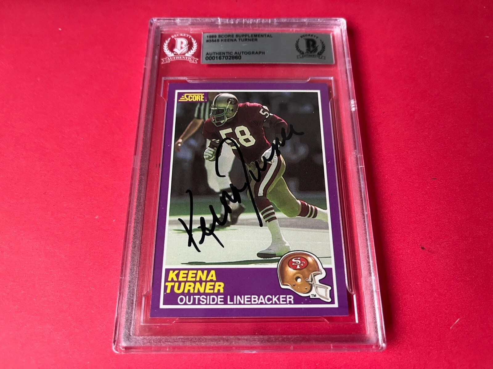 Keena Turner 49ers 1989 Score Card Signed Auto Beckett BAS Slabbed