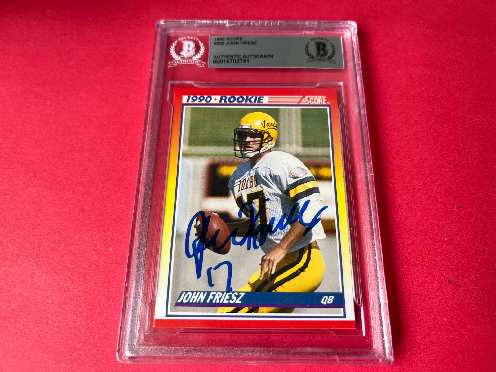 John Friesz 1990 Score Rookie Card Signed Auto Beckett BAS Slabbed