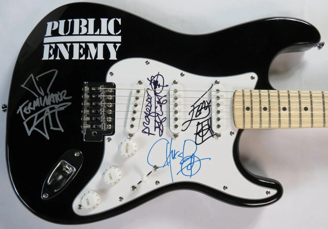 PUBLIC ENEMY Signed Autograph Auto Guitar by 4 JSA