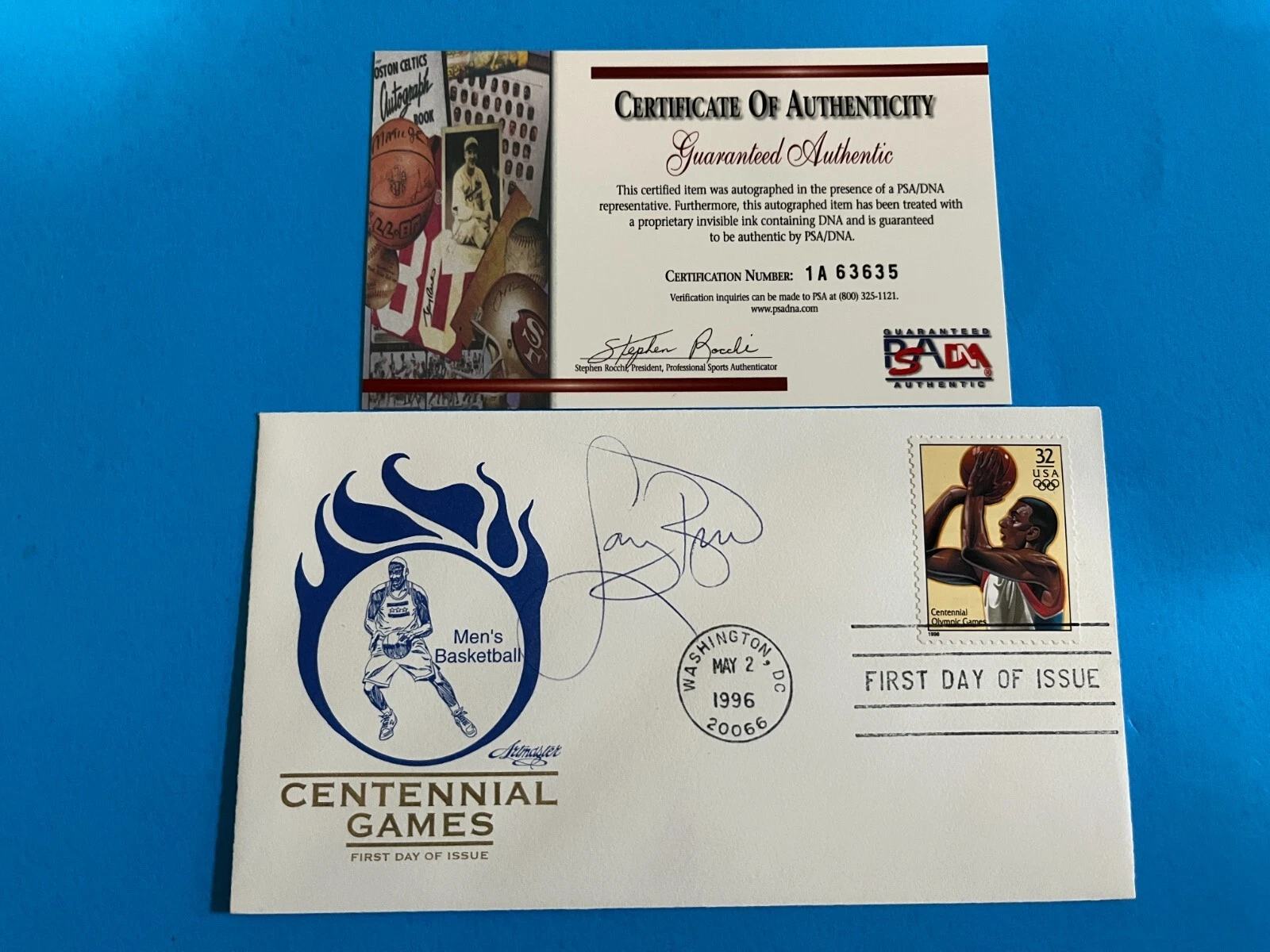 Larry Bird Celtics Cachet Envelope First Day Cover Signed Auto PSA/DNA COA