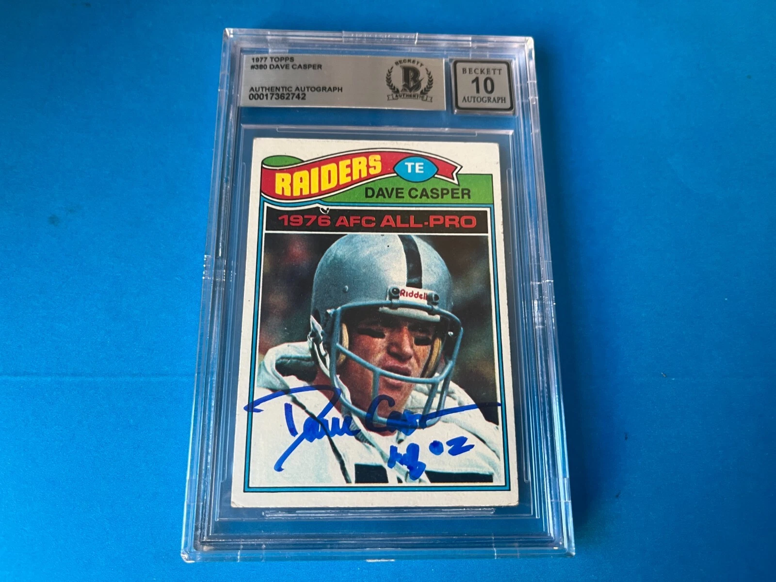 Dave Casper Raiders HOF 1977 Topps Card Signed Auto Beckett BAS Slabbed
