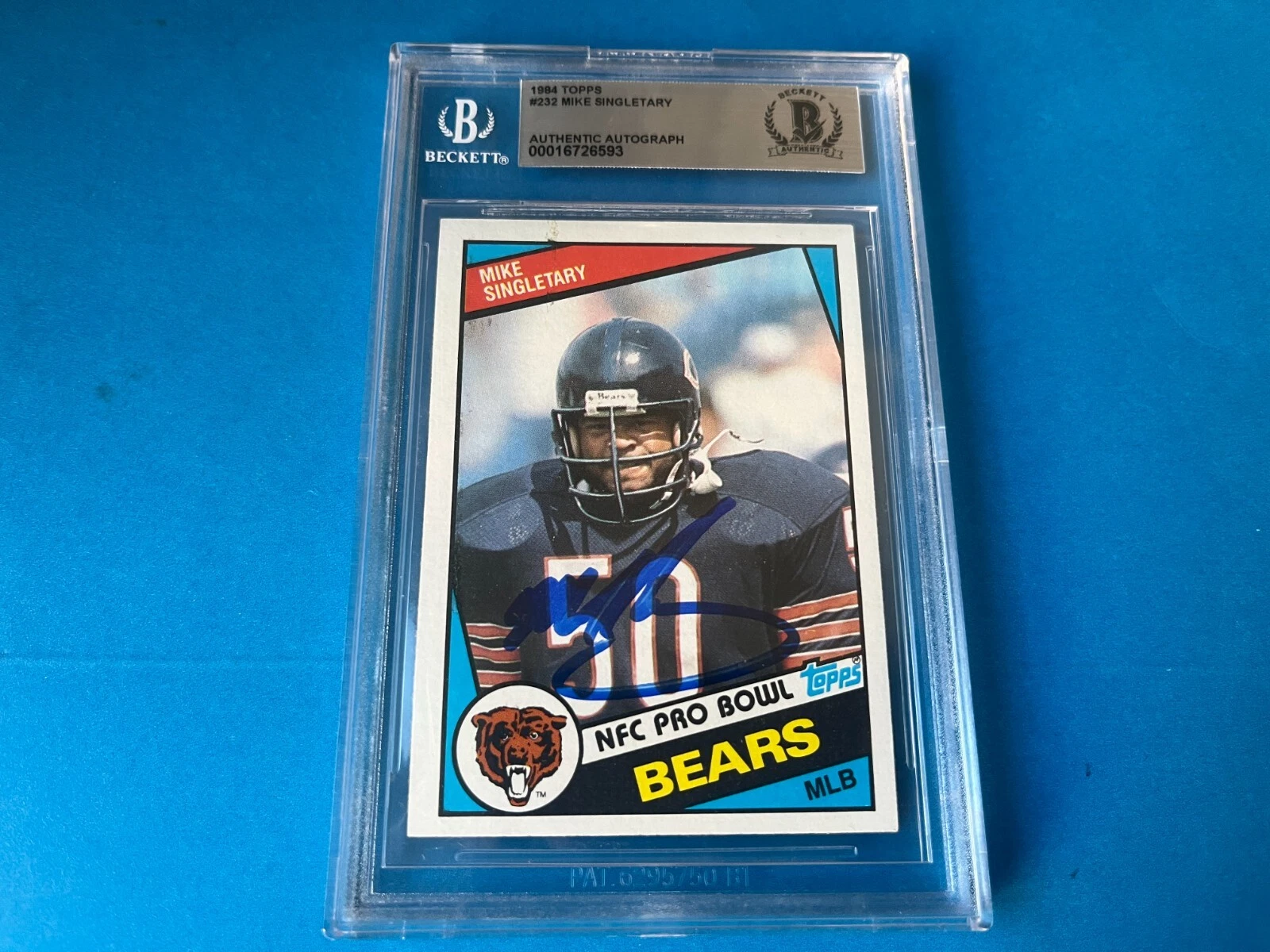 Mike Singletary Bear HOF 1984 Topps Card Signed Auto Beckett BAS Encapsulated