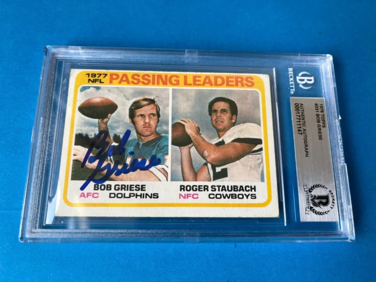 Bob Griese Dolphins HOF 1978 Topps Leaders Card Signed Auto Beckett BAS Slabbed