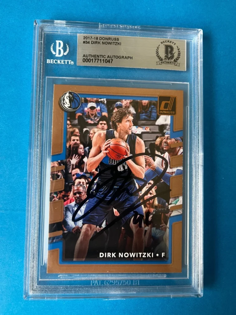 Dirk Nowitzki Mavericks HOF 2017-18 Donruss Card Signed Auto BAS Slabbed