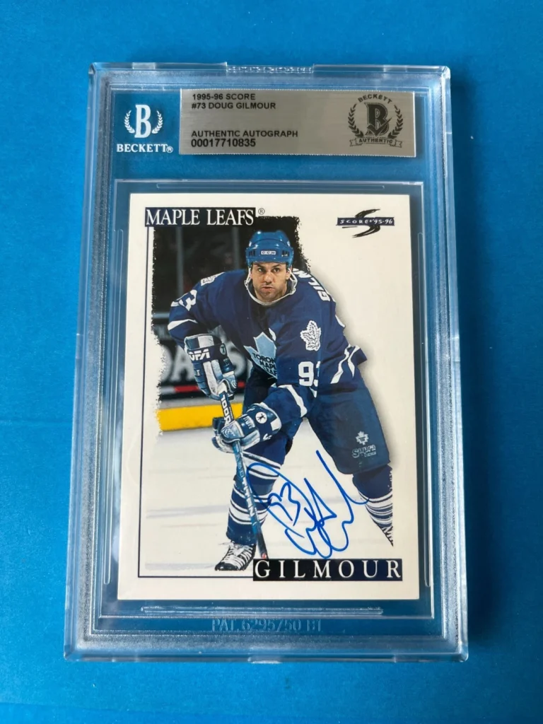 Doug Gilmour Maple Leafs 1995-96 Score Card Signed Auto Beckett SLABBED BAS