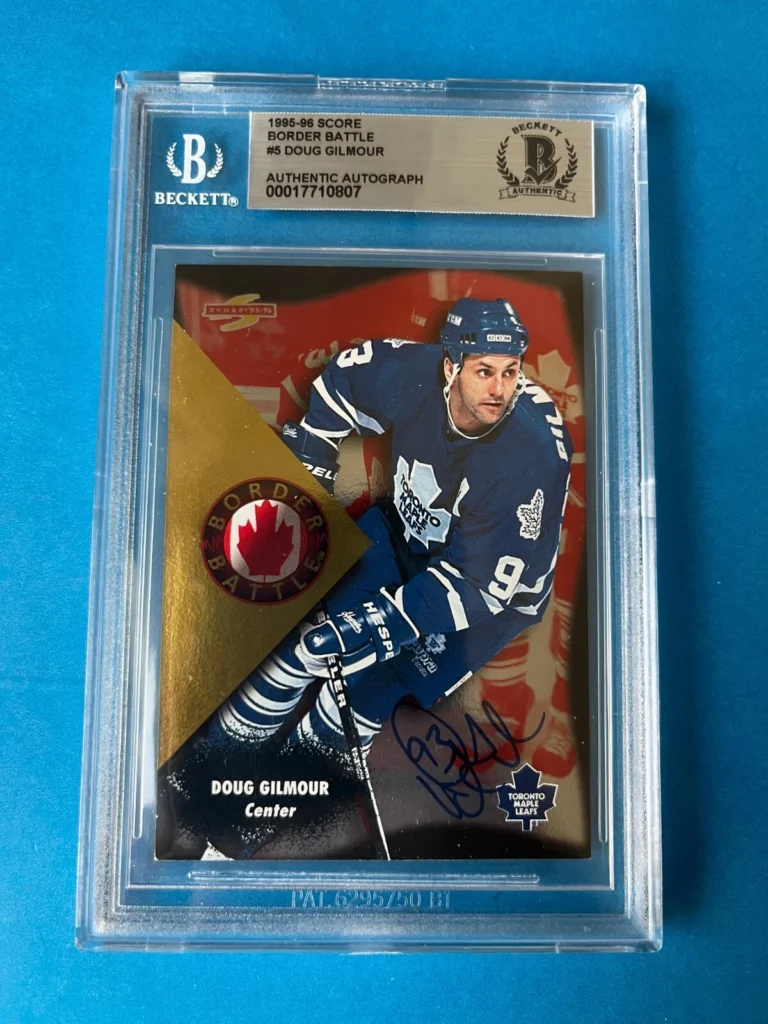 Doug Gilmour 1995-96 Border Battle Card Signed Auto Beckett SLABBED BAS