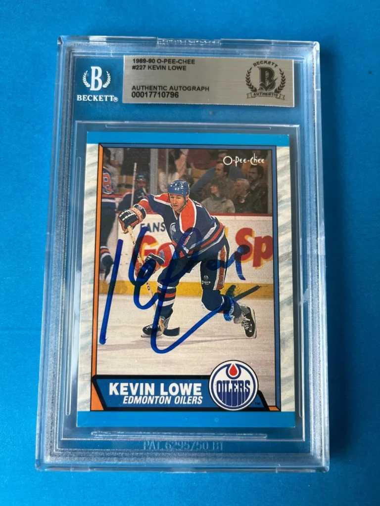 Kevin Lowe Oilers 1989-90 O-Pee-Chee Card Signed Auto Beckett SLABBED BAS