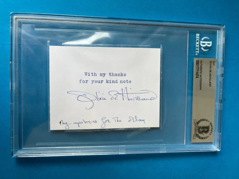 Olivia de Havilland Oscar Award Winner Signed Auto Beckett BAS