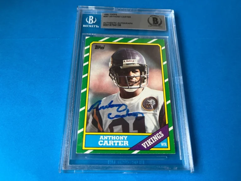 Anthony Carter  1986 Topps NFL Rookie Card Signed Auto Beckett BAS Slabbed