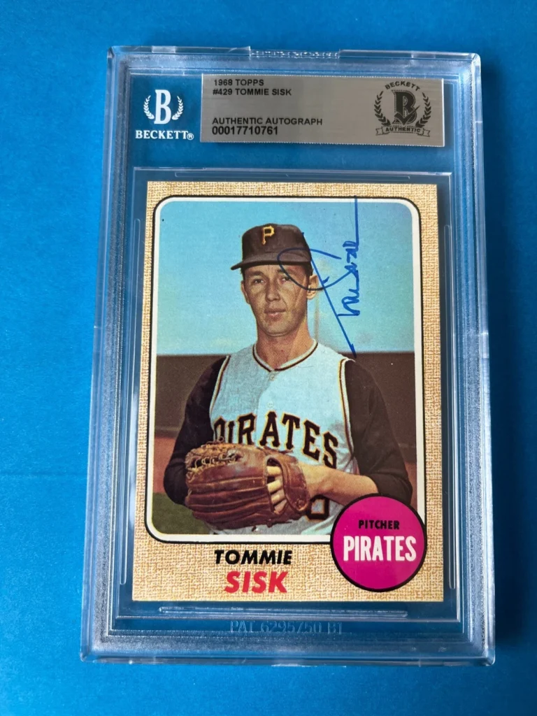 Tommie Sisk Pirates 1968 Topps Card Signed Auto Beckett BAS