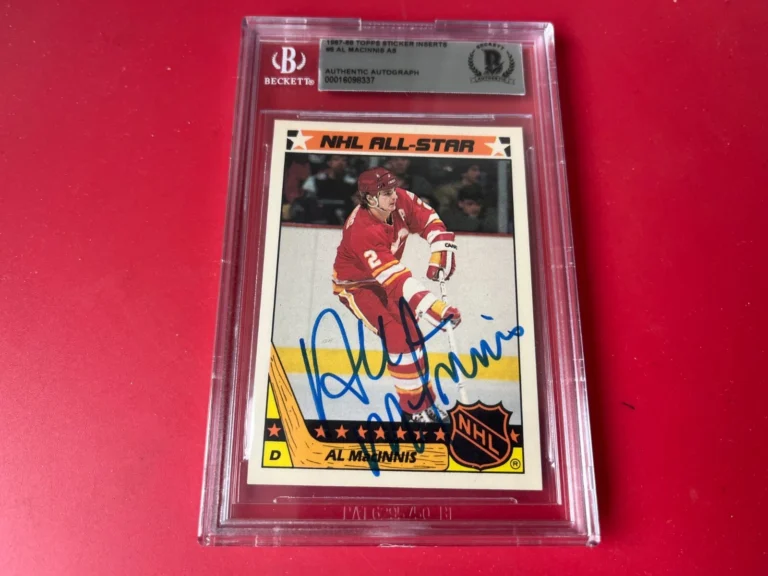 Al Macinnis 1987-88 Topps Sticker Card Signed Auto Beckett SLABBED BAS