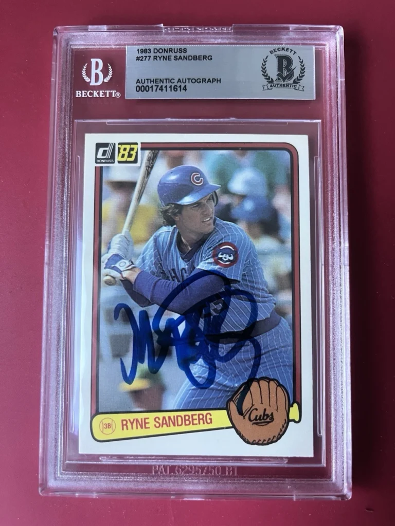 Ryne Sandberg Cubs 1983 Donruss Rookie Card Signed Auto Beckett BAS Slabbed