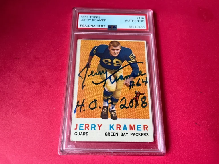 Jerry Kramer HOF Packers 1959 Topps Rookie Card Signed Auto PSA/DNA ENCAPSULATED