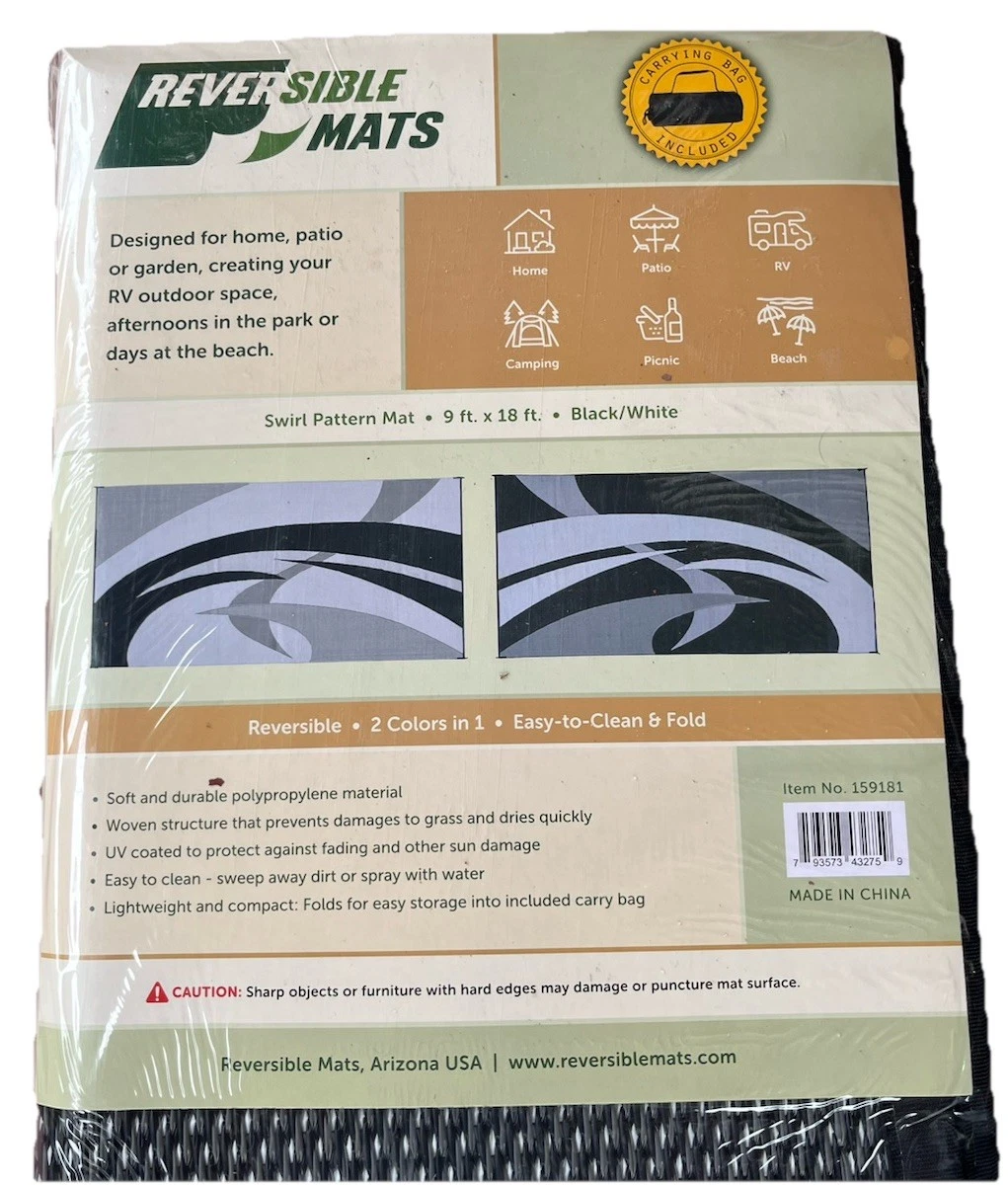 159181 9-Feet by 18-Feet Reversible Mat, Plastic Straw Rug, Large Floor Mat 4 RV