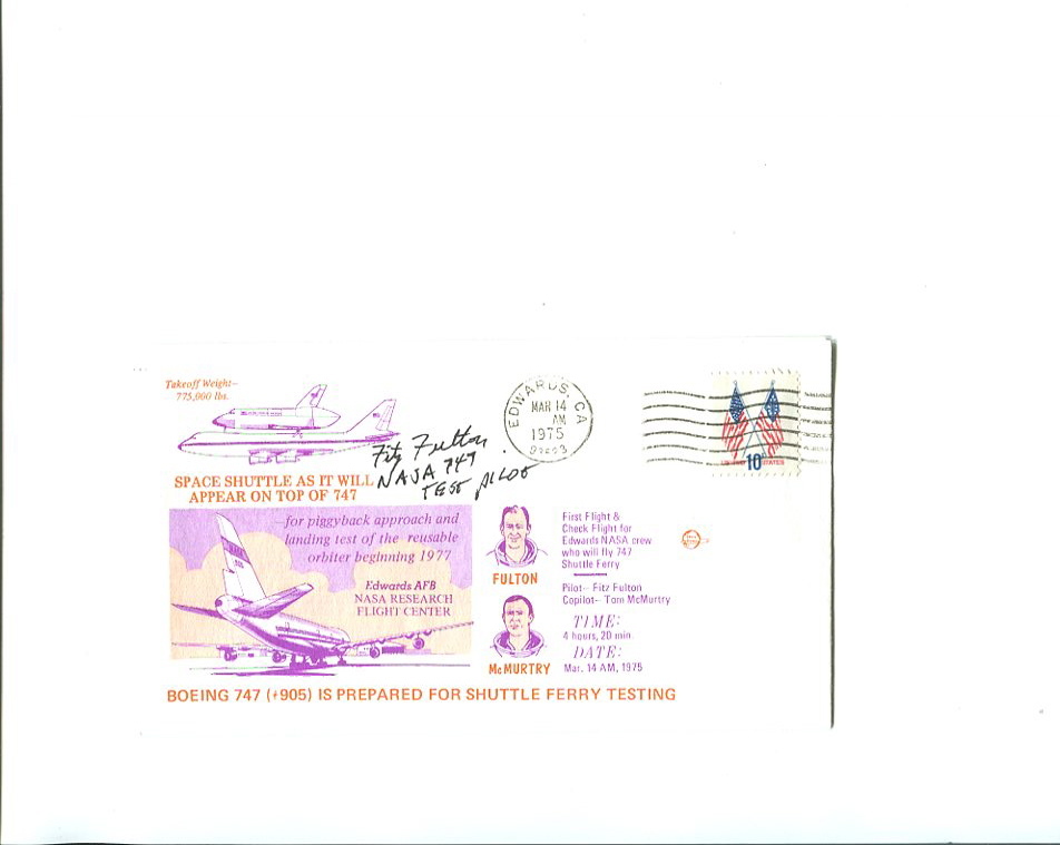 FITZ FULTON HAND SIGNED FIRST DAY COVER+JSA      RARE      GREAT NASA TEST PILOT