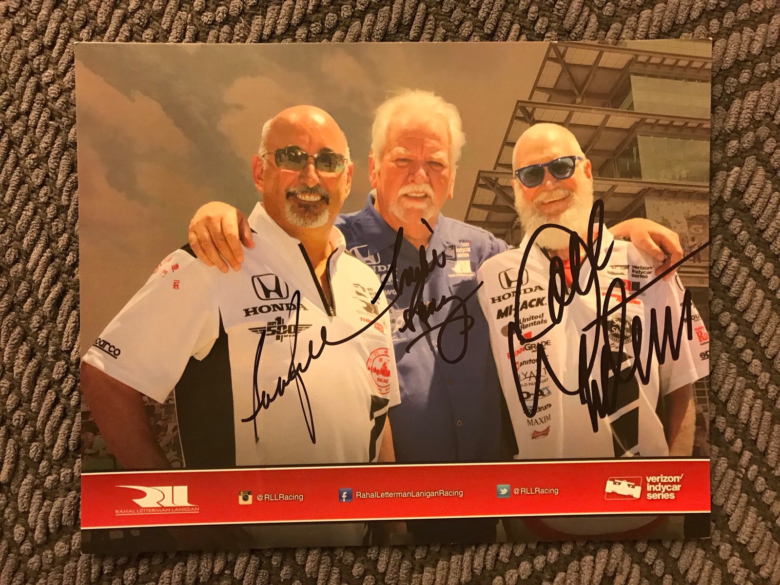 Indy Indianapolis 500 Promo Card Bobby Rahal Mike Lanigan David Letterman Signed