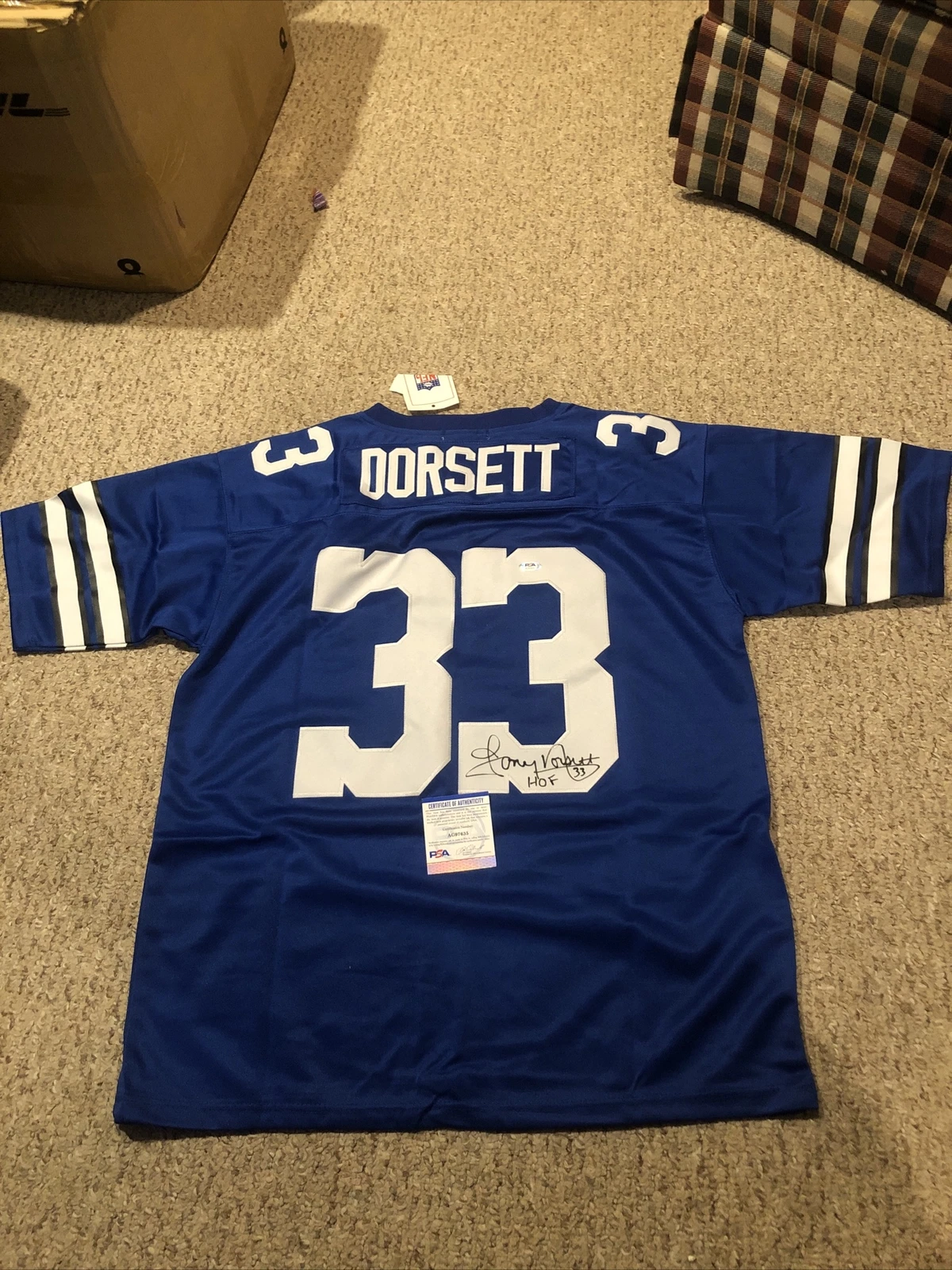 DALLAS COWBOYS- TONY DORSETT SIGNED AUTOGRAPH JERSEY PSA DNA COA HOF