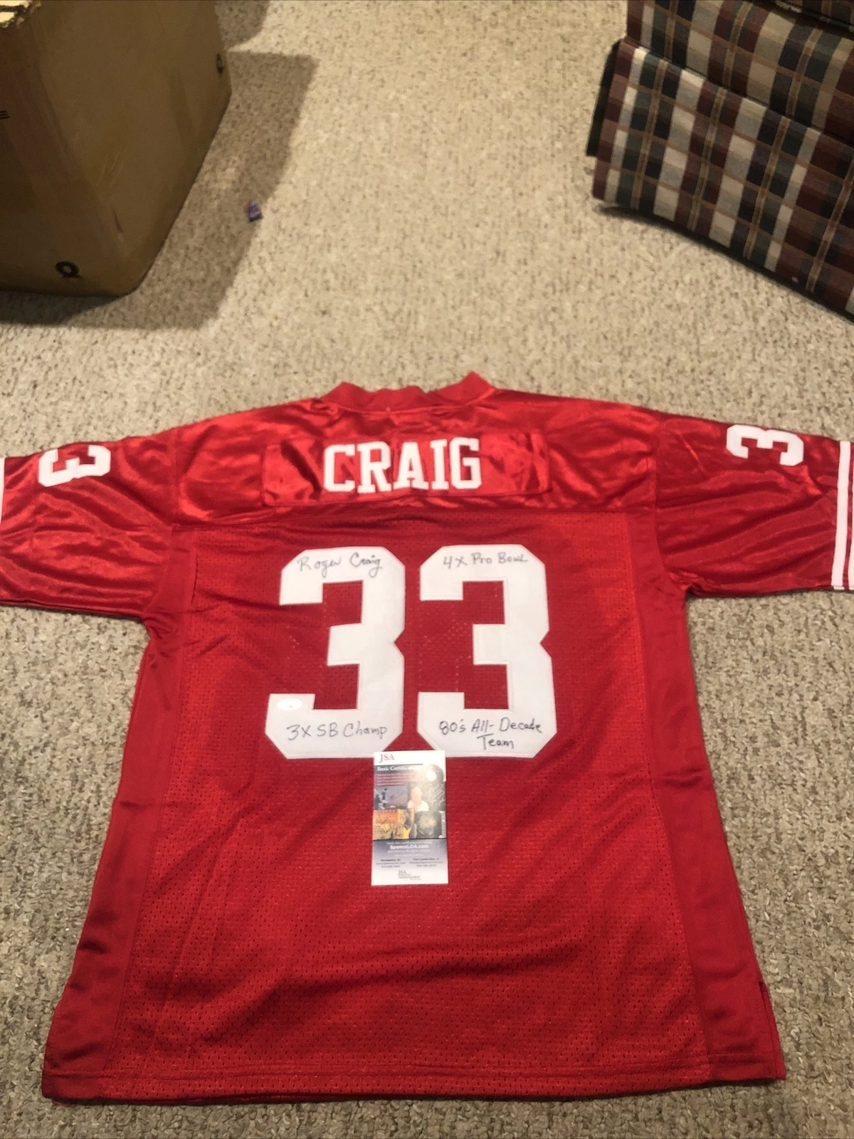 SAN FRANCISCO 49ers- ROGER CRAIG SIGNED AUTOGRAPH JERSEY JSA COA SUPER BOWL
