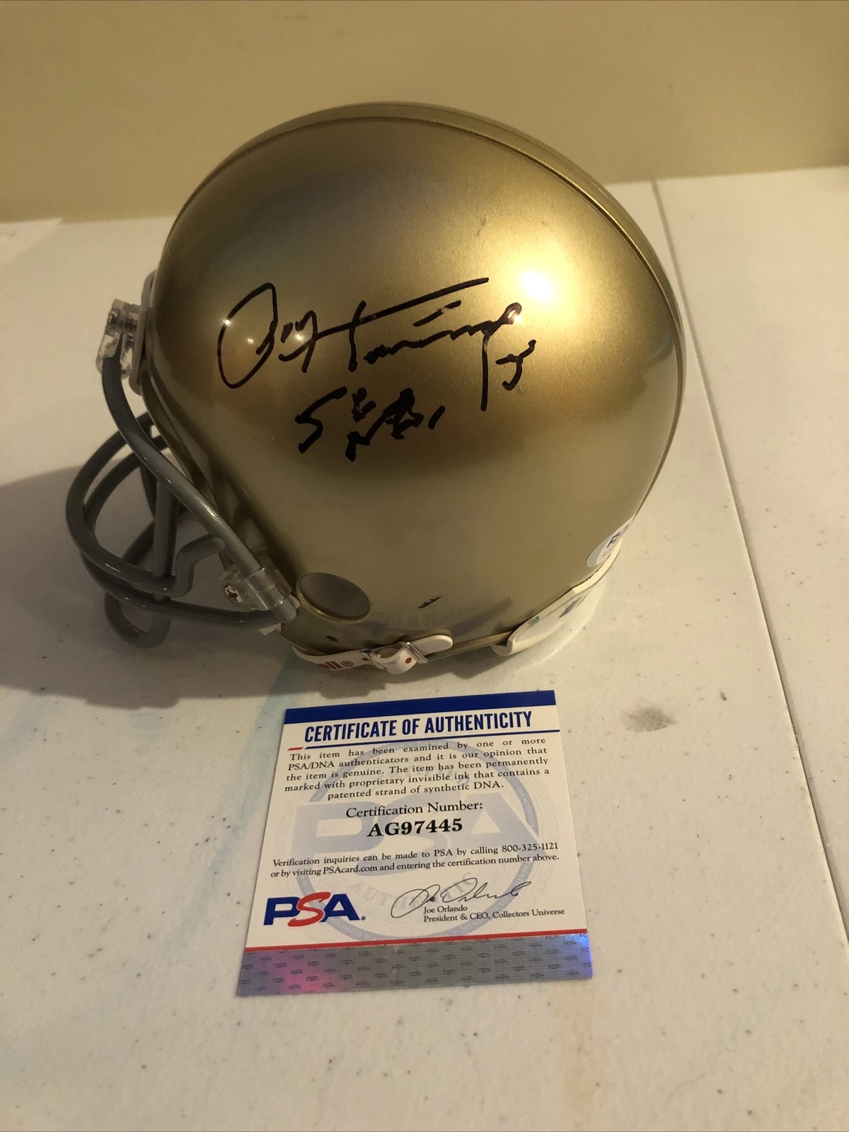 NOTRE DAME FIGHTING IRISH- PAUL HORNUNG SIGNED AUTOGRAPH MINI HELMET PSA DNA COA