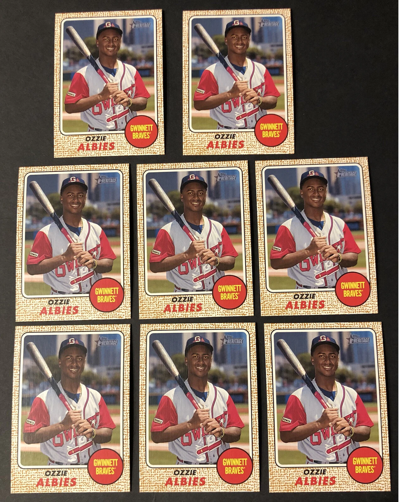 (8) 2017 TOPPS HERITAGE MINOR LEAGUE OZZIE ALBIES ROOKIE LOT #103 ATLANTA BRAVES