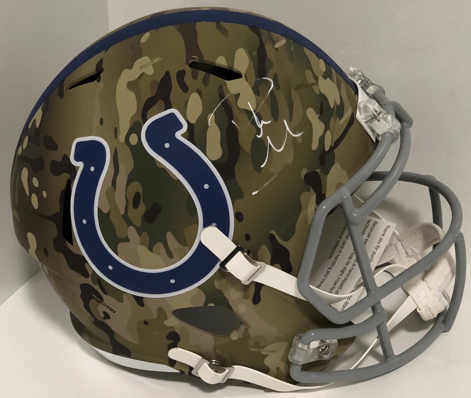 Pat Mcafee Signed Auto Indianapolis Colts Camo Full Size Helmet JSA