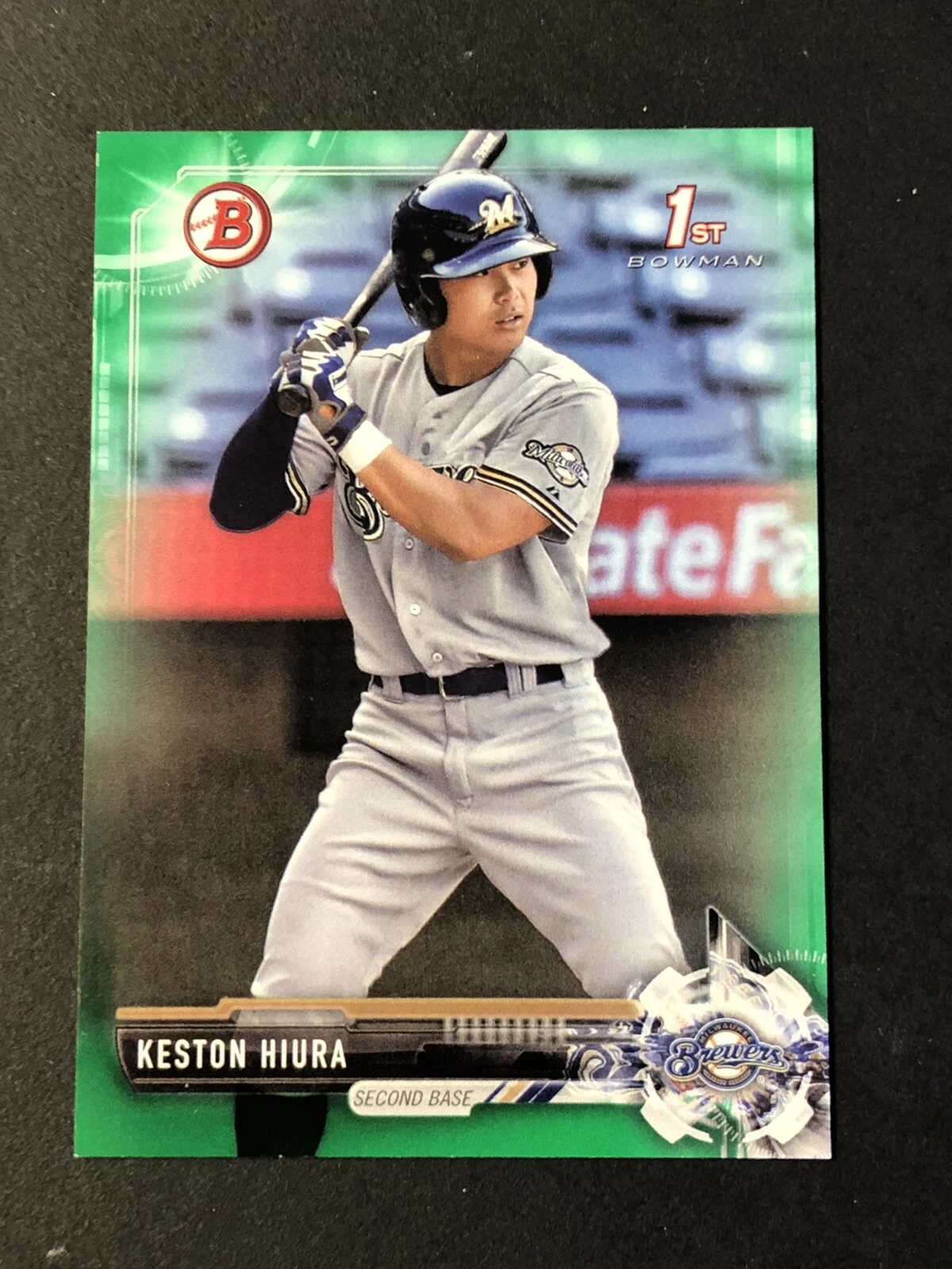 KESTON HIURA 2017 Bowman Draft Green #BD 52/99 Milwaukee Brewers