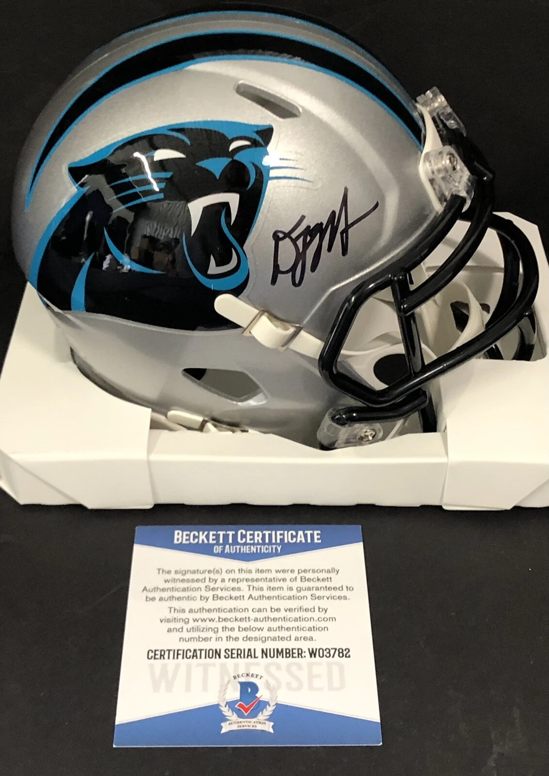 D.J. DJ Moore Signed Autographed Carolina Panthers Mini Helmet Beckett