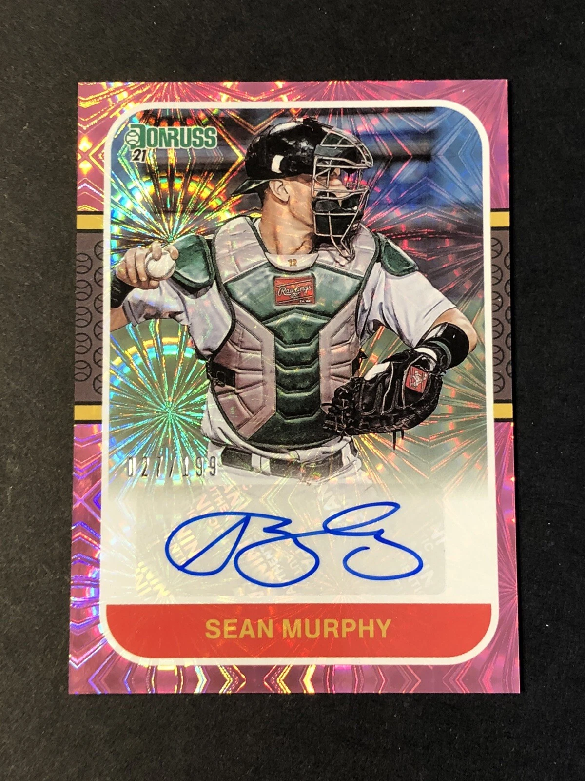 2021 Donruss Baseball Sean Murphy Pink Fireworks Autograph #27/199 Athletics