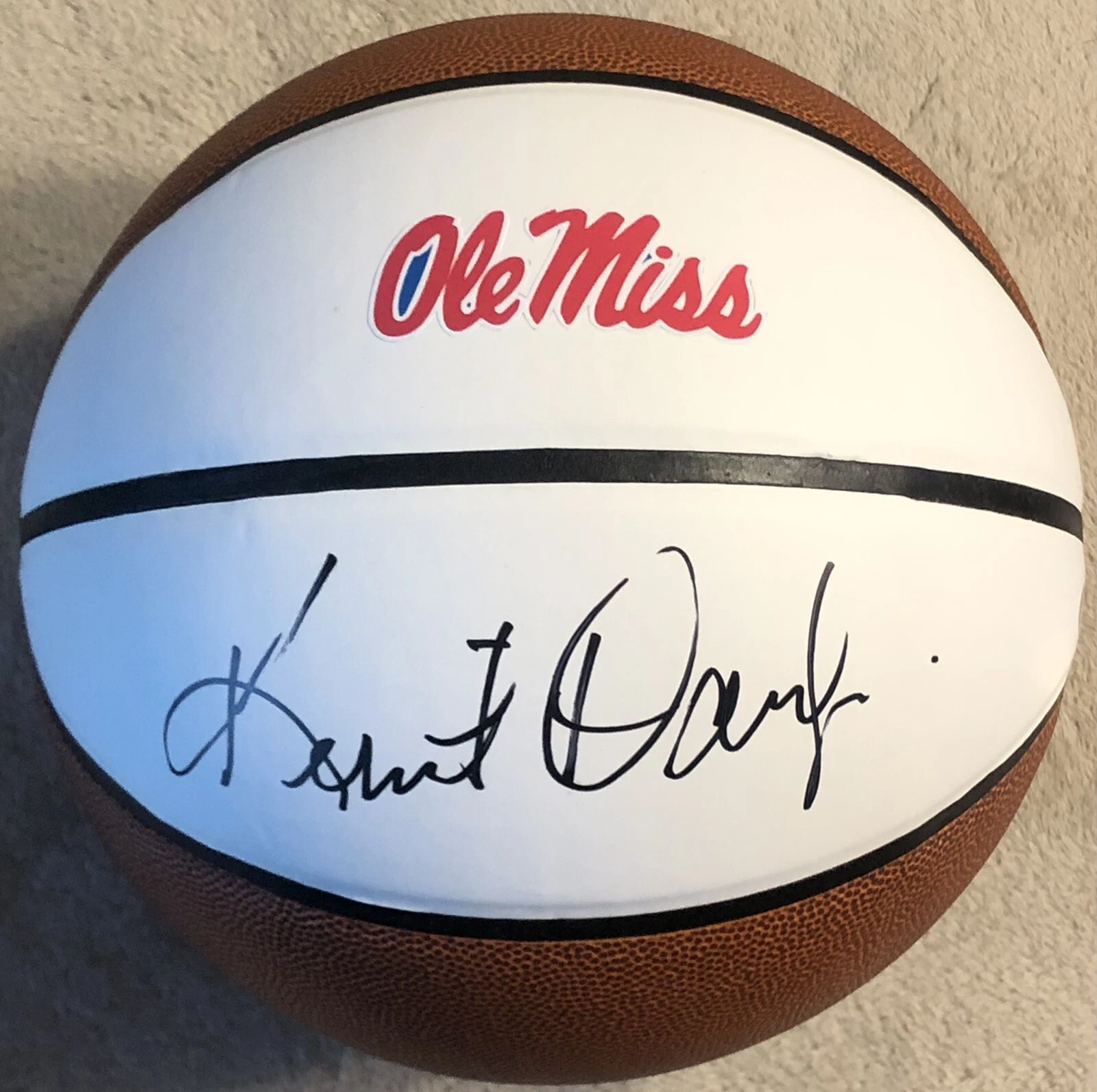 Kermit Davis Signed Autographed Ole Miss Rebels Logo Basketball PSA/DNA