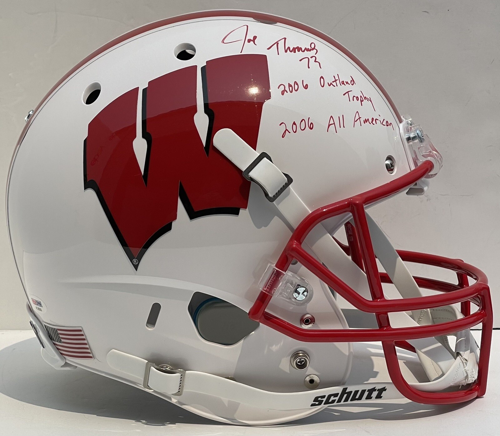 Joe Thomas Signed Autographed Wisconsin Badgers F/S Speed Replica Helmet Psa/Dna