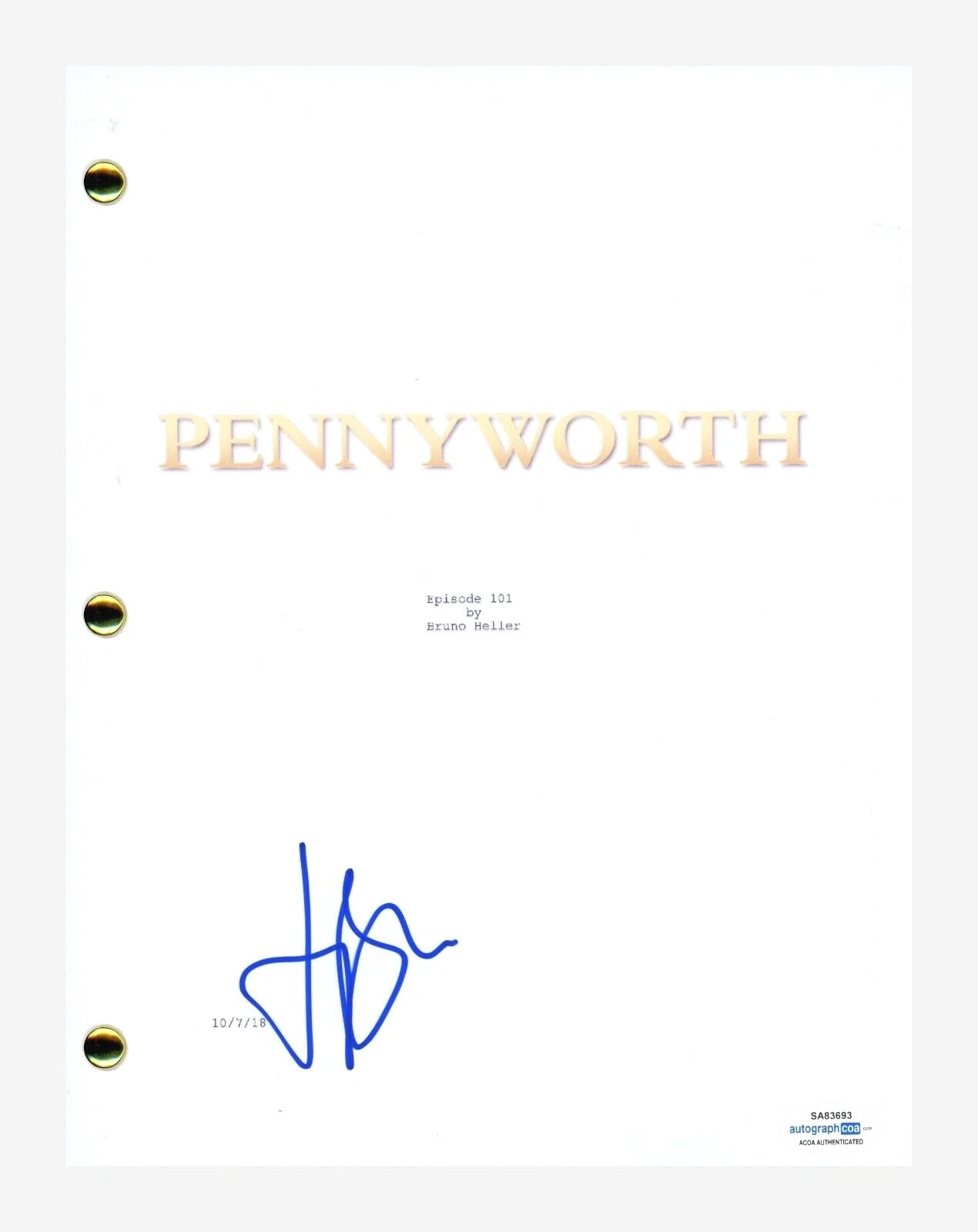 Jack Bannon Signed Autographed Pennyworth Pilot Script Screenplay ACOA COA