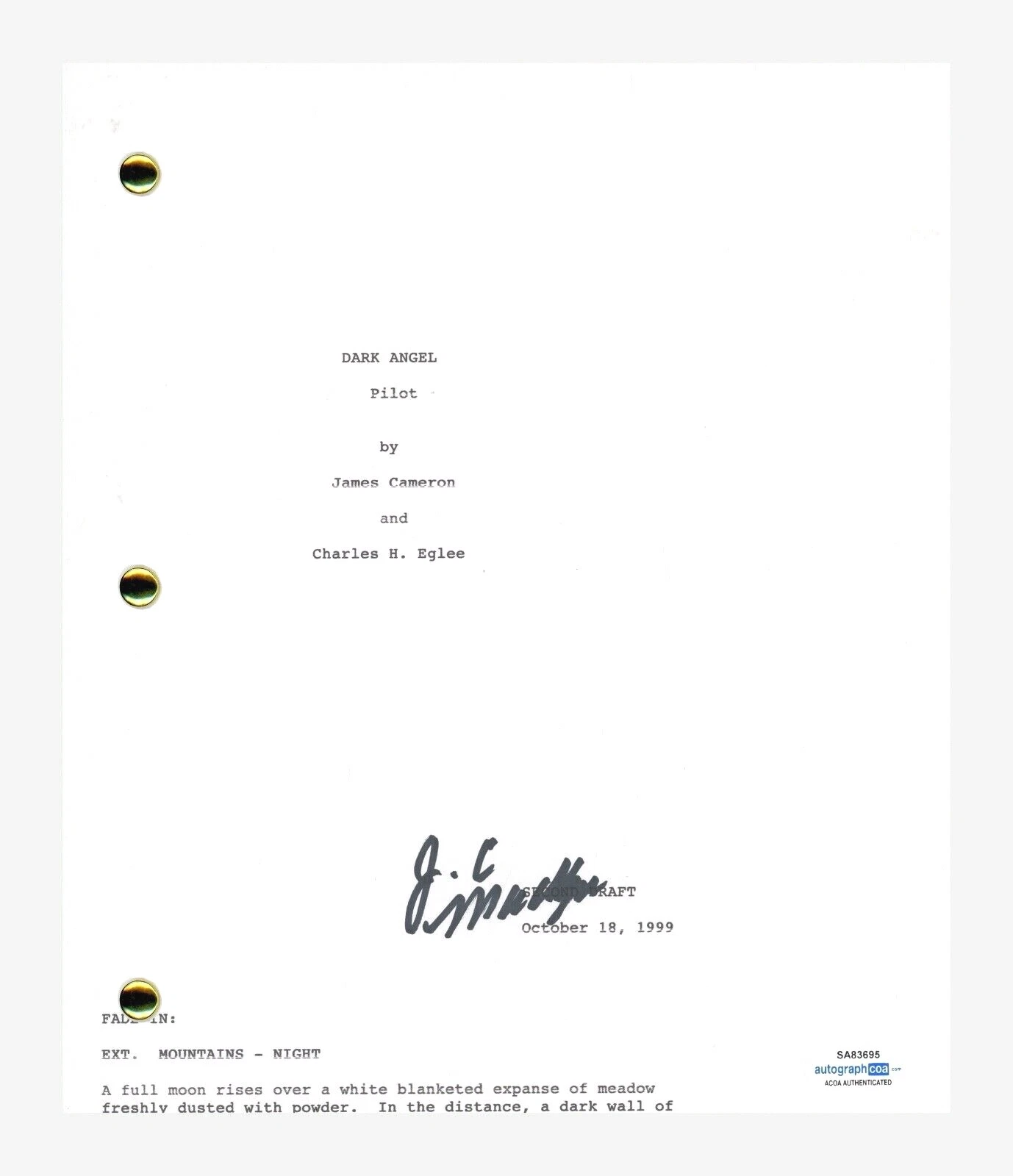 J.C. MacKenzie JC Signed Autographed Dark Angel Pilot Episode Script ACOA COA