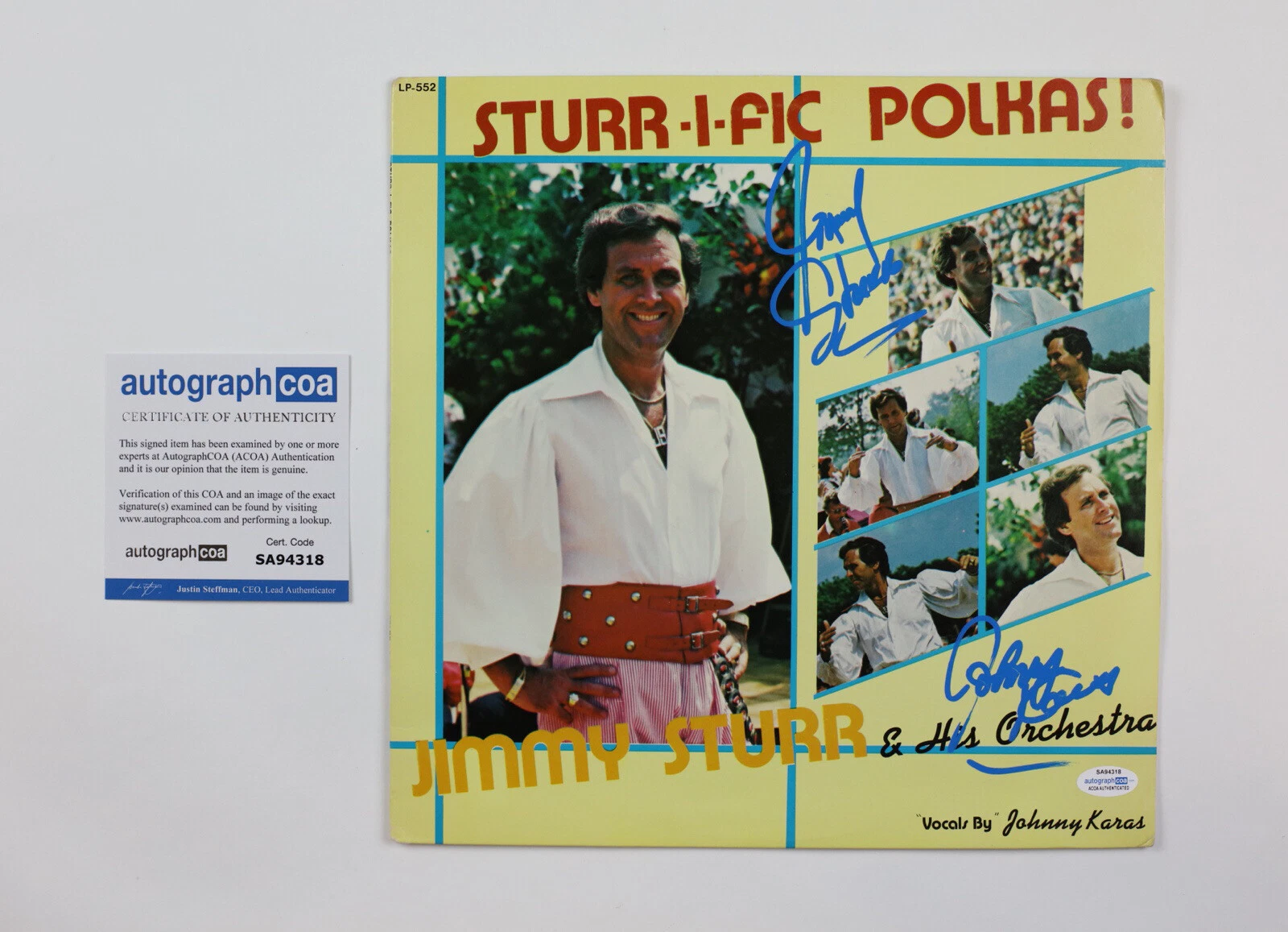JIMMY STURR JOHNNY KARAS SIGNED AUTOGRAPH VINYL ALBUM RECORD ACOA COA