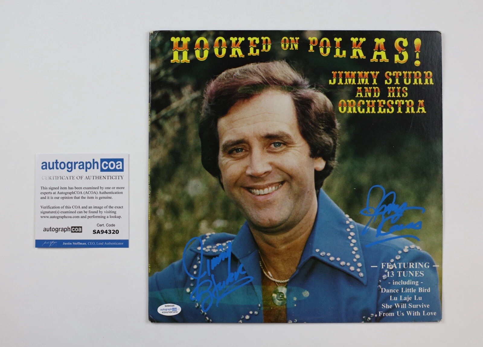 JIMMY STURR JOHNNY KARAS SIGNED AUTOGRAPH VINYL ALBUM RECORD ACOA COA