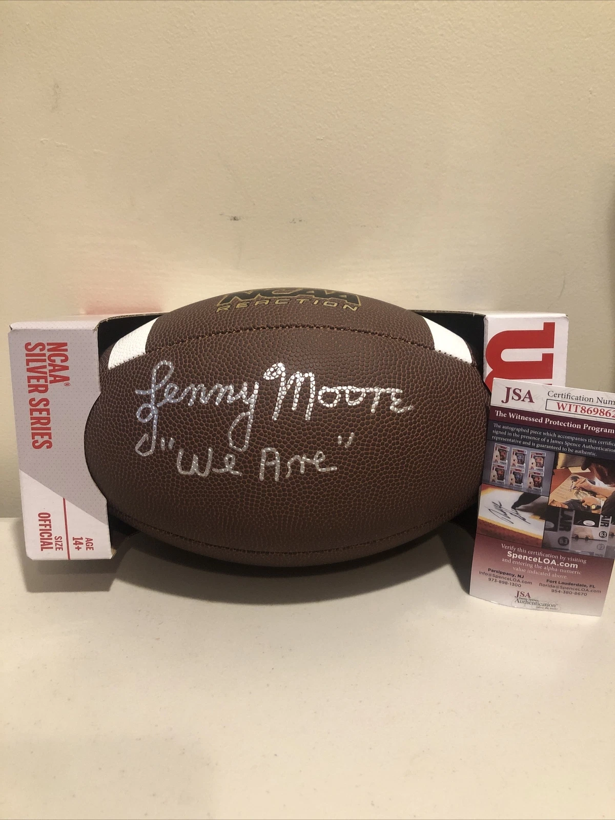 PENN STATE NITTANT LIONS- LENNY MOORE SIGNED AUTOGRAPH FOOTBALL JSA COA COLTS